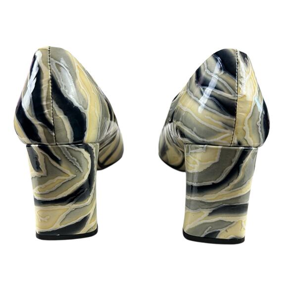 Bellini Margie Pumps Women Size 9M Cream Black Gray Patent Leather Classic Heels - Picture 5 of 11